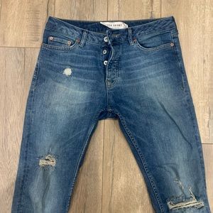 Topman Light Wash Distressed Skinny Jeans